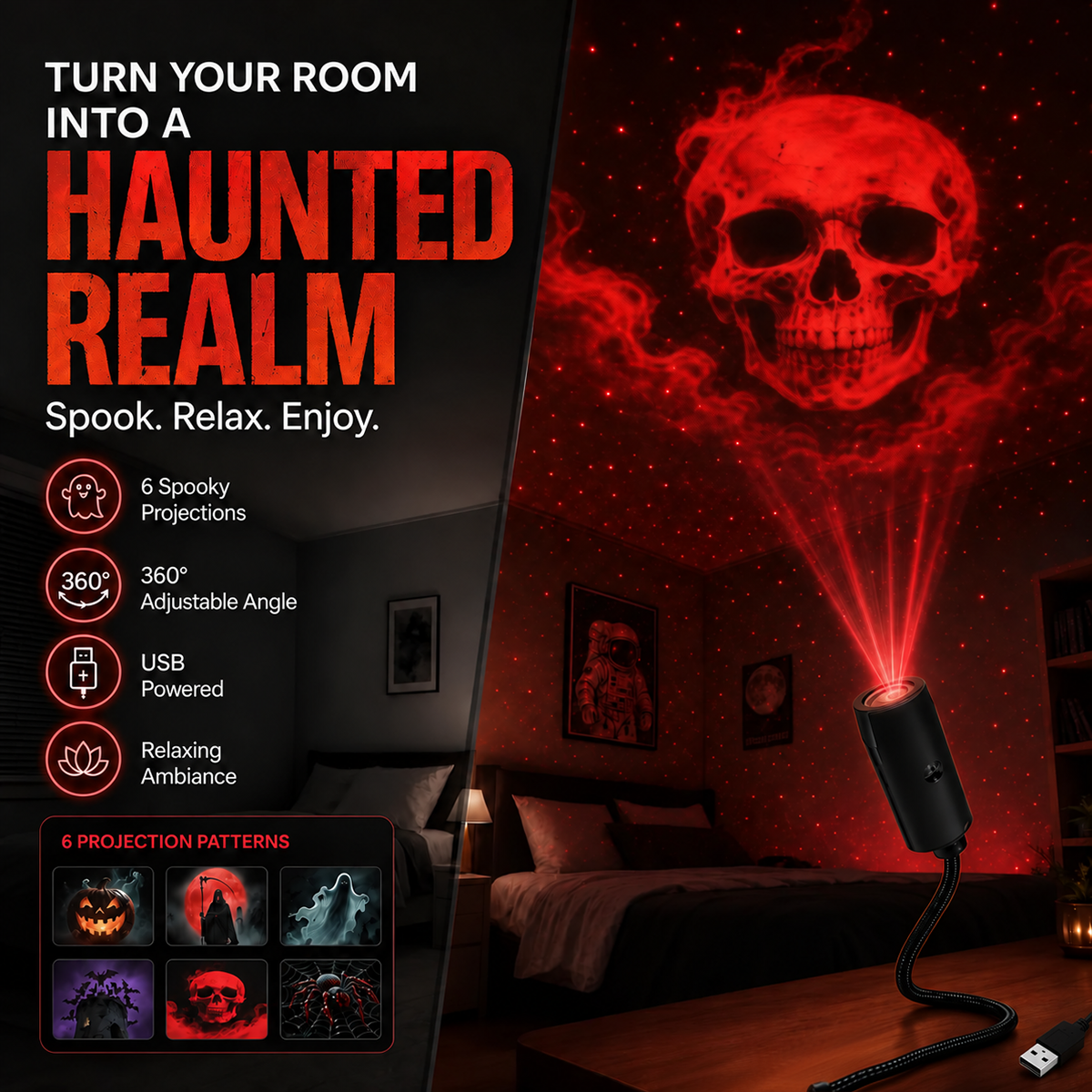 Seasonal Window Projection Light, Halloween & Christmas Decor