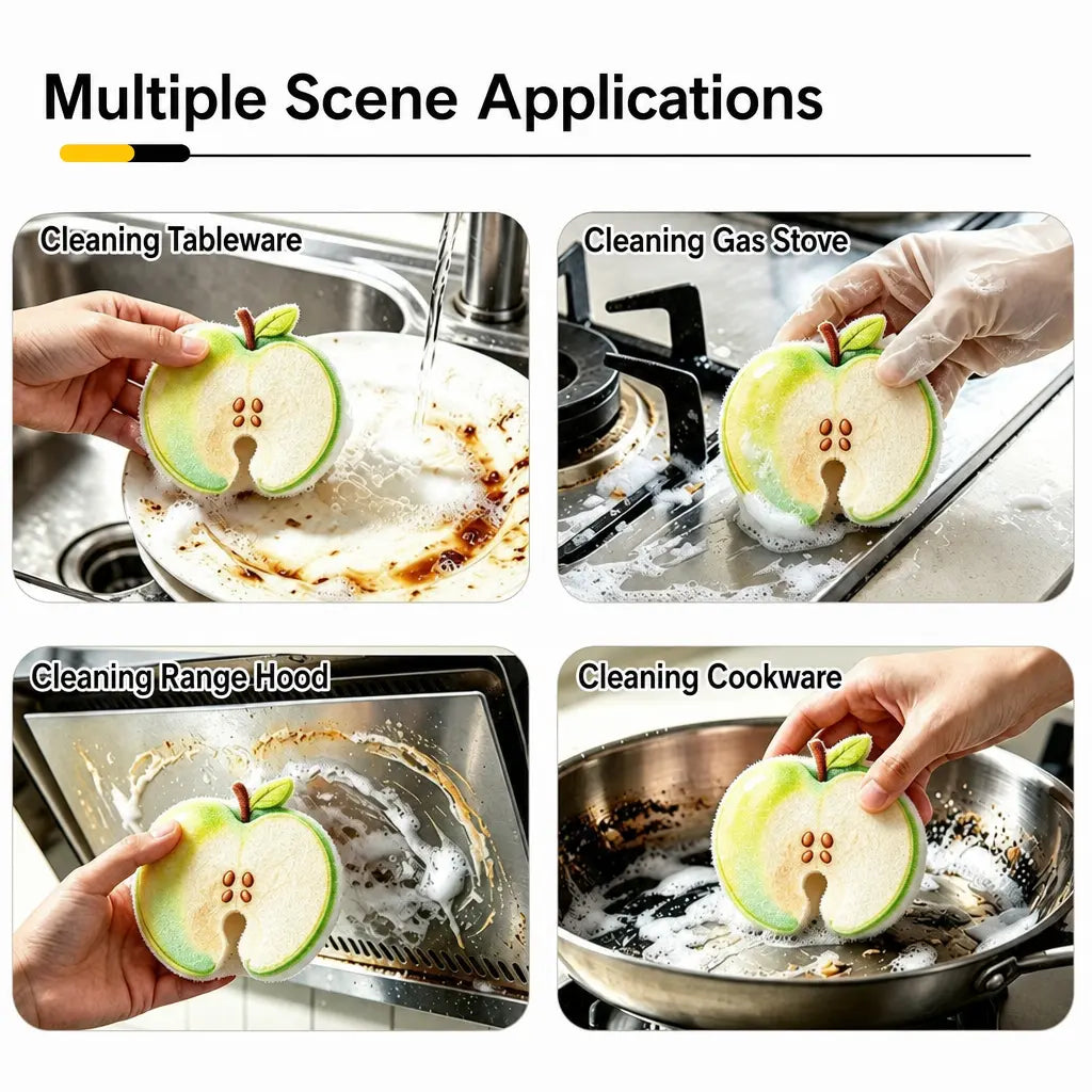 3-Pack Compressed Cellulose Sponges, Fruit-Shaped Natural Pop-Up Dish Sponges โ