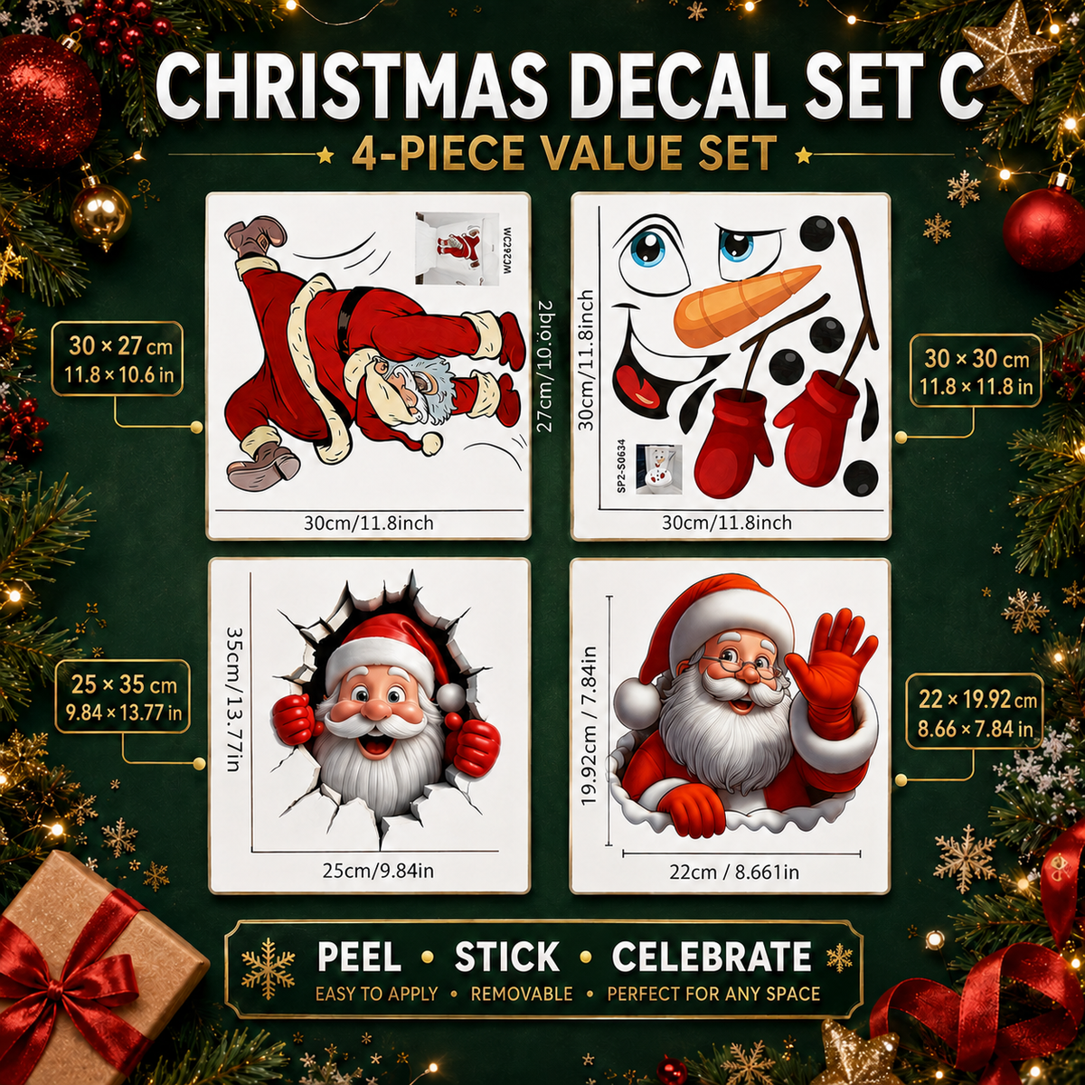 ๐
3D Santa Christmas Wall Decal | Festive Holiday Decor