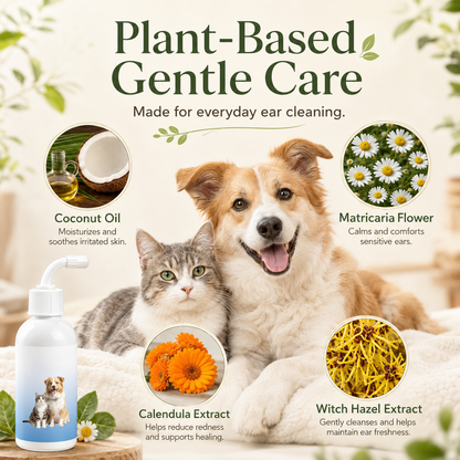 🐶 Gentle Pet Ear Cleaner Solution for Dogs & Cats (100ml / 3.38 fl oz) 🐱