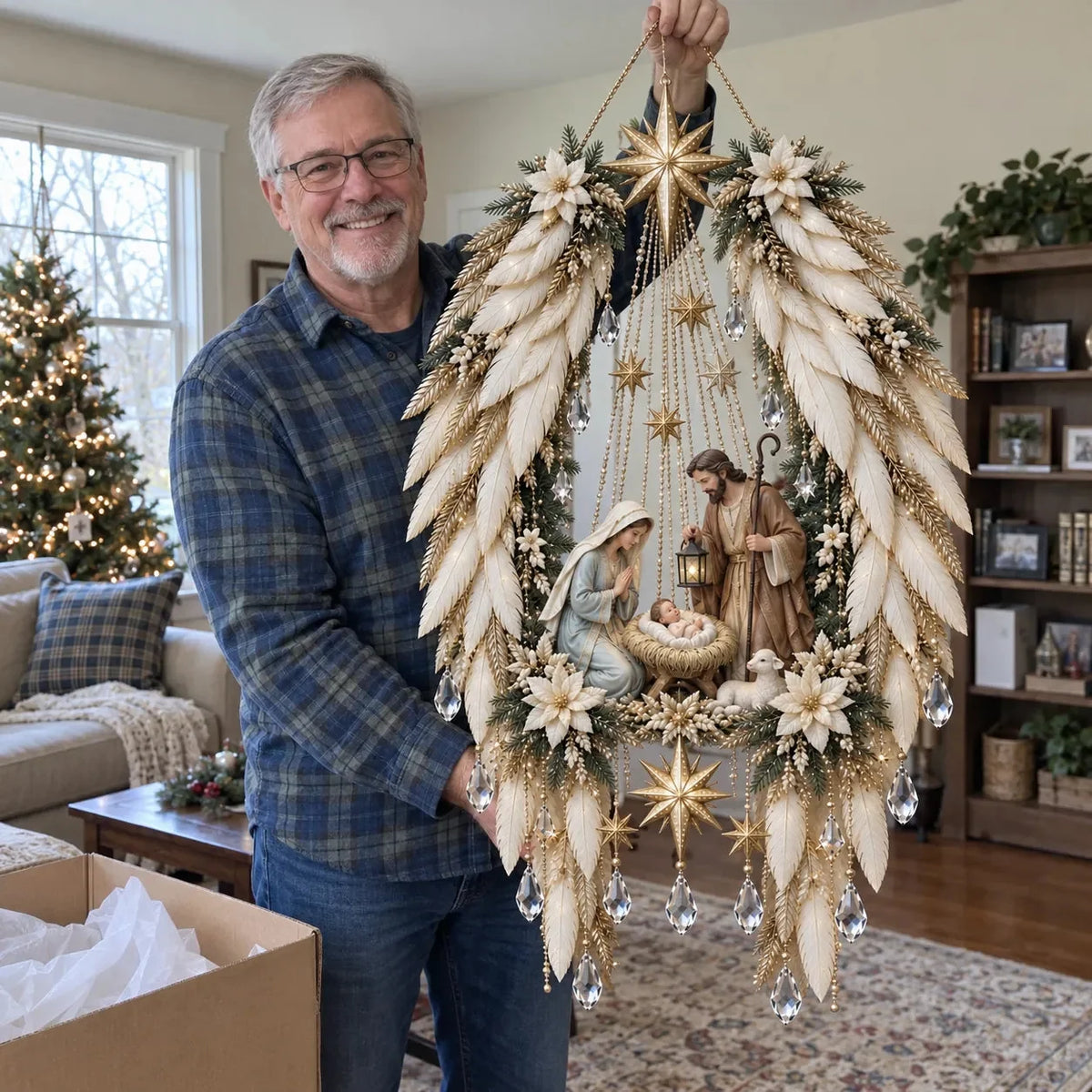 ✨👼 3D Heavenly Angel Wings Nativity Light✨ – Lighted Christmas Wall Decor  ✈️