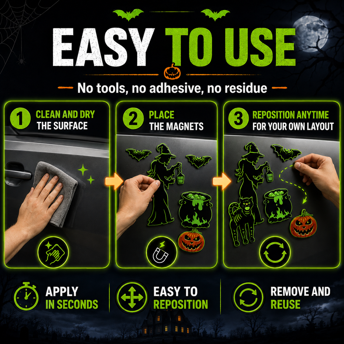 Halloween Magnetic Decorations – Car, Fridge & Garage Door Spooky Decor