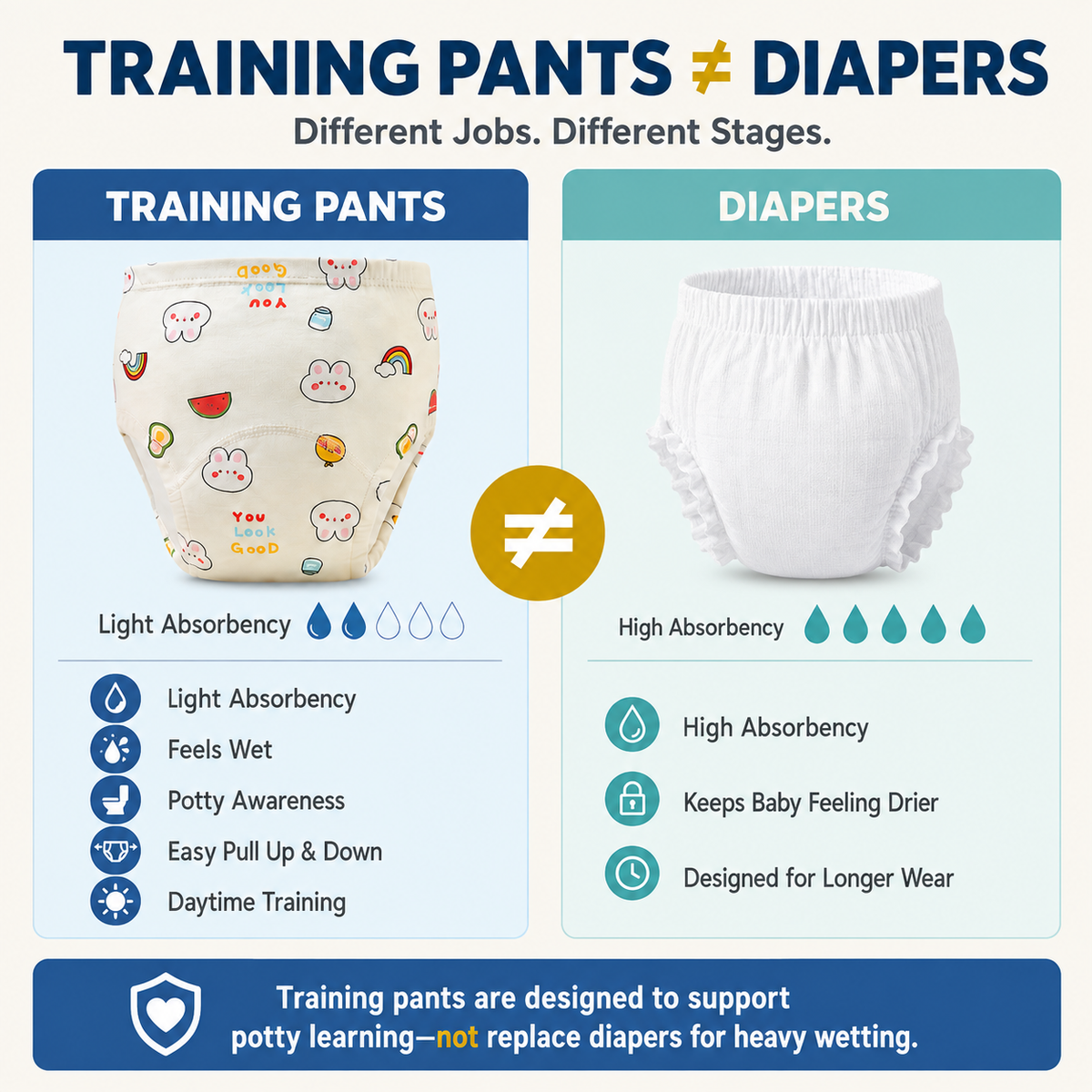 Toddler Potty Training Pants – 100% Cotton Reusable Training Underwear with Light Absorbency