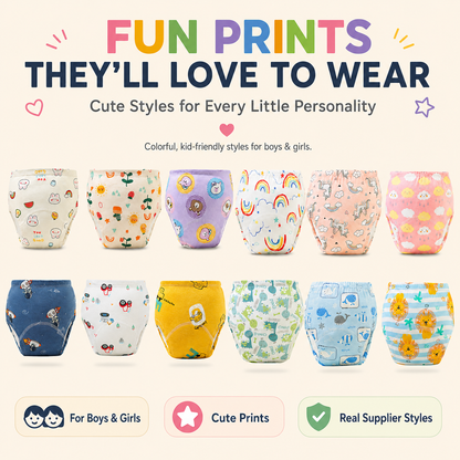 Toddler Potty Training Pants – 100% Cotton Reusable Training Underwear with Light Absorbency
