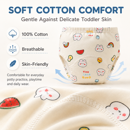 Toddler Potty Training Pants – 100% Cotton Reusable Training Underwear with Light Absorbency