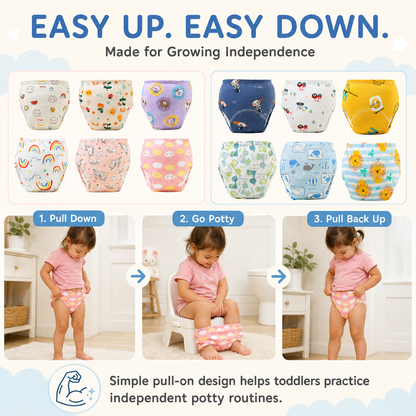 Toddler Potty Training Pants – 100% Cotton Reusable Training Underwear with Light Absorbency