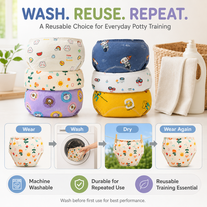 Toddler Potty Training Pants – 100% Cotton Reusable Training Underwear with Light Absorbency