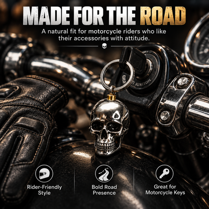3D Steel Skull Keychain – Gothic Biker EDC Key Ring