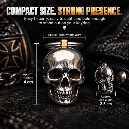 3D Steel Skull Keychain – Gothic Biker EDC Key Ring