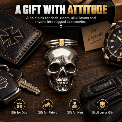 3D Steel Skull Keychain – Gothic Biker EDC Key Ring