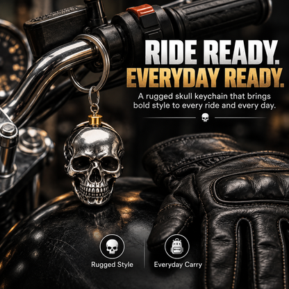 3D Steel Skull Keychain – Gothic Biker EDC Key Ring