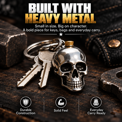 3D Steel Skull Keychain – Gothic Biker EDC Key Ring