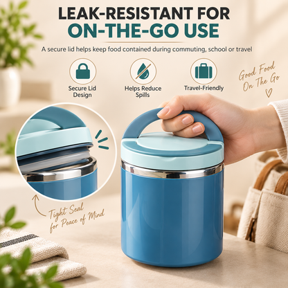 Insulated Stainless Steel Lunch Container with Carry Handle – Leak-Resistant Thermal Food Jar