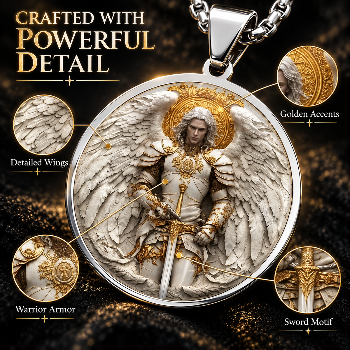 Men’s Angel Warrior Pendant Necklace