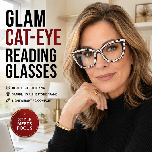Cat Eye Anti-Blue Light Reading Glasses - Diamond Inlaid