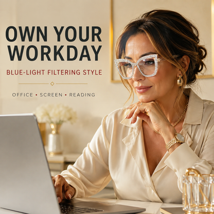 Cat Eye Anti-Blue Light Reading Glasses - Diamond Inlaid