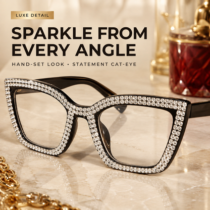 Cat Eye Anti-Blue Light Reading Glasses - Diamond Inlaid
