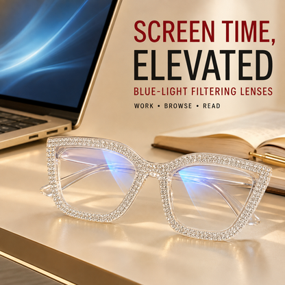 Cat Eye Anti-Blue Light Reading Glasses - Diamond Inlaid