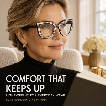 Cat Eye Anti-Blue Light Reading Glasses - Diamond Inlaid