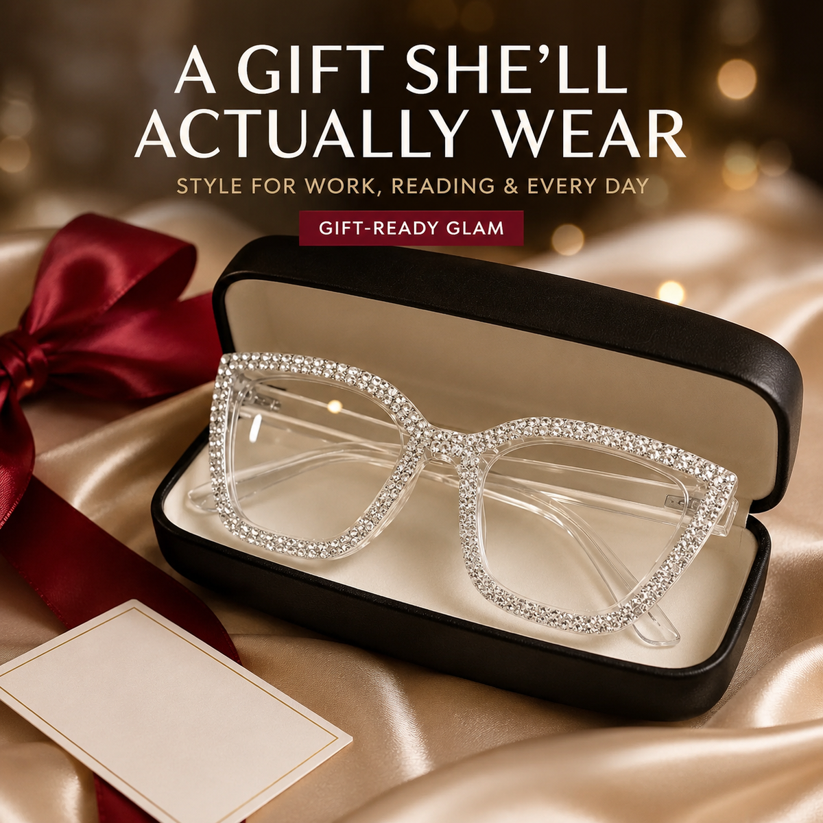 Cat Eye Anti-Blue Light Reading Glasses - Diamond Inlaid