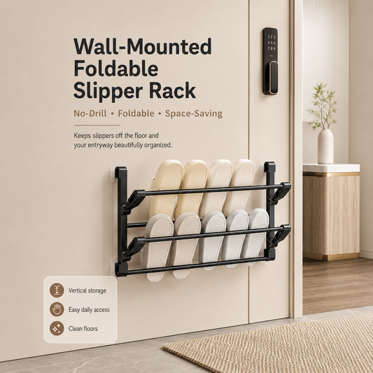 🪑 Foldable Wall‑Mounted Shoe Rack｜Space‑Saving Hanging Slipper Holder for Entryway Bathroom RV