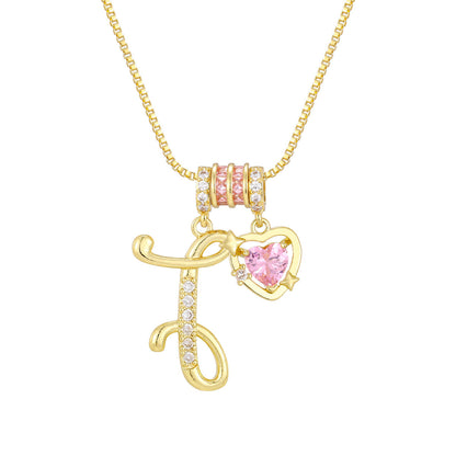 🌸 Dainty 3-Layer Initial Necklace – Silver-Plated Choker with Blush Pink CZ Charm