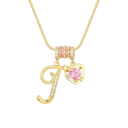 🌸 Dainty 3-Layer Initial Necklace – Silver-Plated Choker with Blush Pink CZ Charm