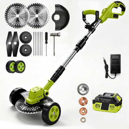 3-in-1 Cordless Lawn Mower with 2×21V Batteries, German Quality Lightweight Grass Trimmer & Edger for Small to Medium Gardens