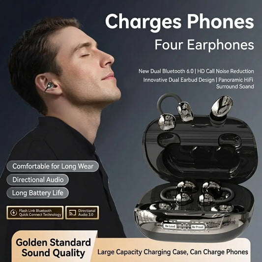 6-Piece Clip-On Earbuds with Power Bank Case