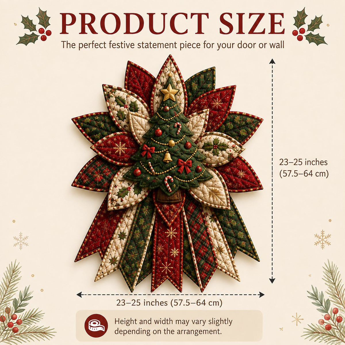 🎄 Oversized Christmas Quilted Door Hanger DIY Sewing Kit (23–25") 🪡